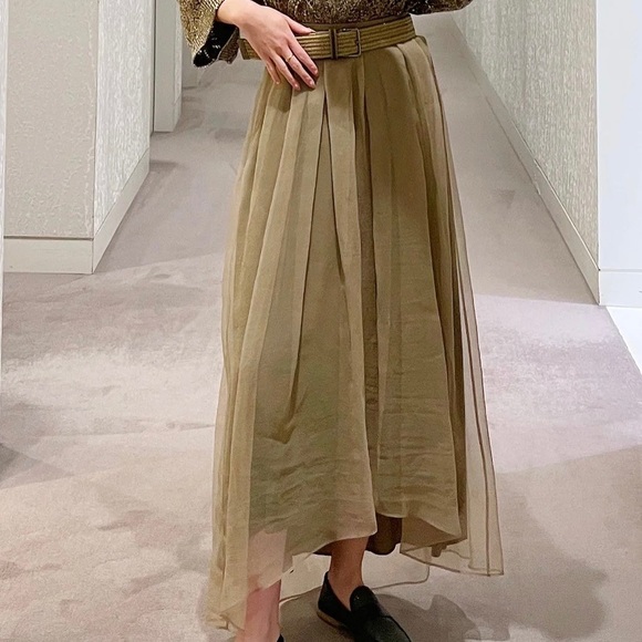 Brunello Cucinelli Belted Crispy Silk Skirt - Picture 4 of 6